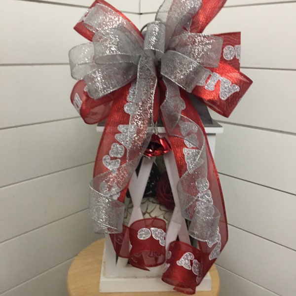 Silver Christmas Bow Etsy