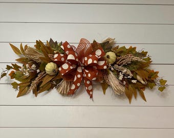 Fall Swag with pumpkins, Horizontal Autumn decor, Thanksgiving Wall hanging, Fall arrangement for table