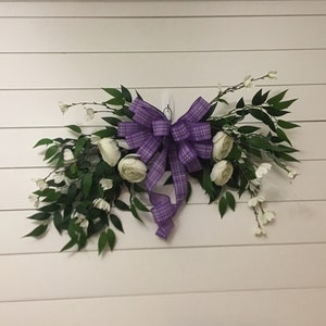 Swag for wall, Year round horizontal greenery swag, Everyday home decor, Wedding sign swag garland
