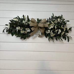 Farmhouse Olive swag, Year round Everyday Olive Branch swag above front door, Olive Leaf wedding arch, swag above bed with cotton bolls image 8