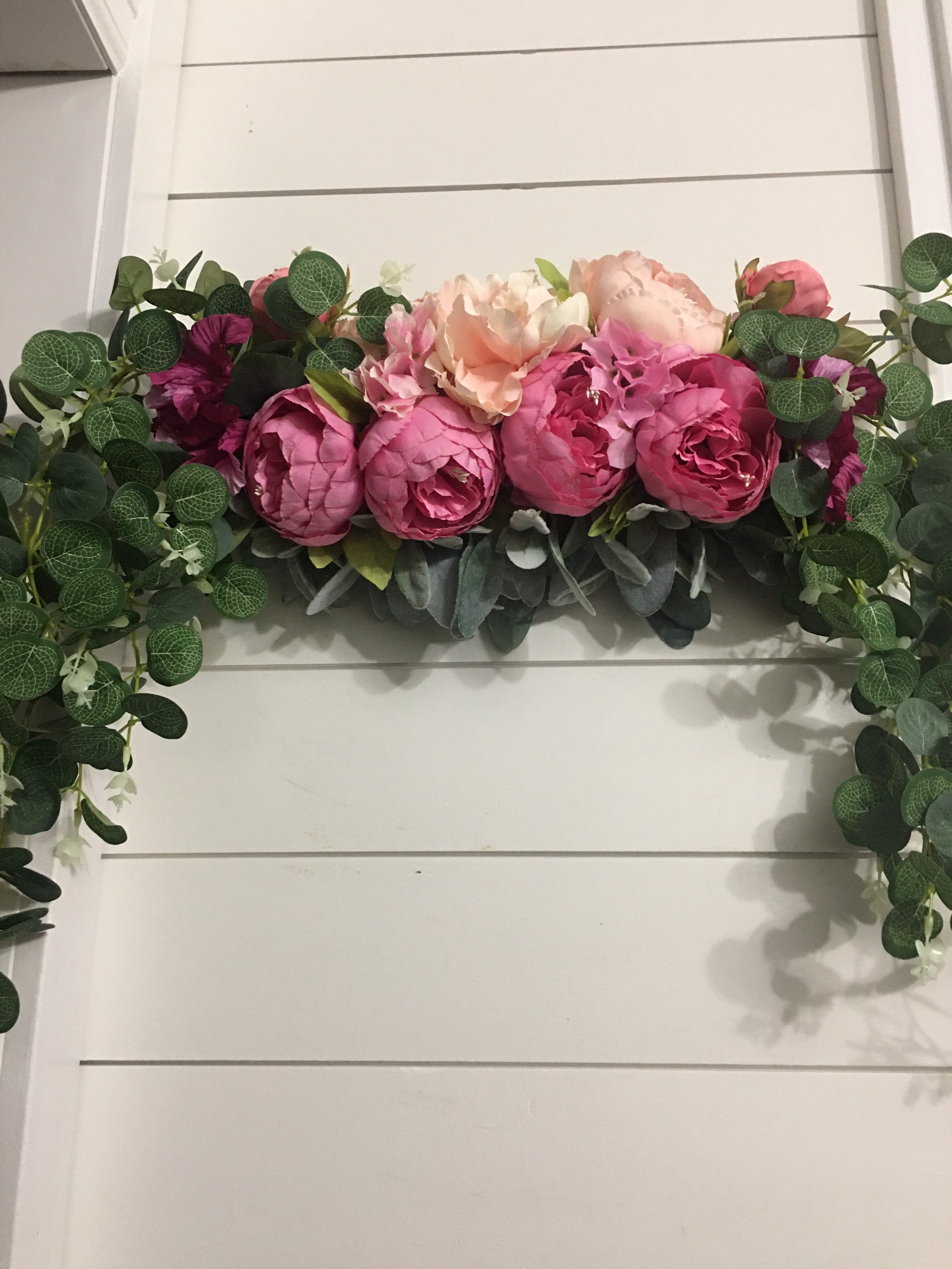 Flower swag for wall floral swag for wedding arch pink Etsy