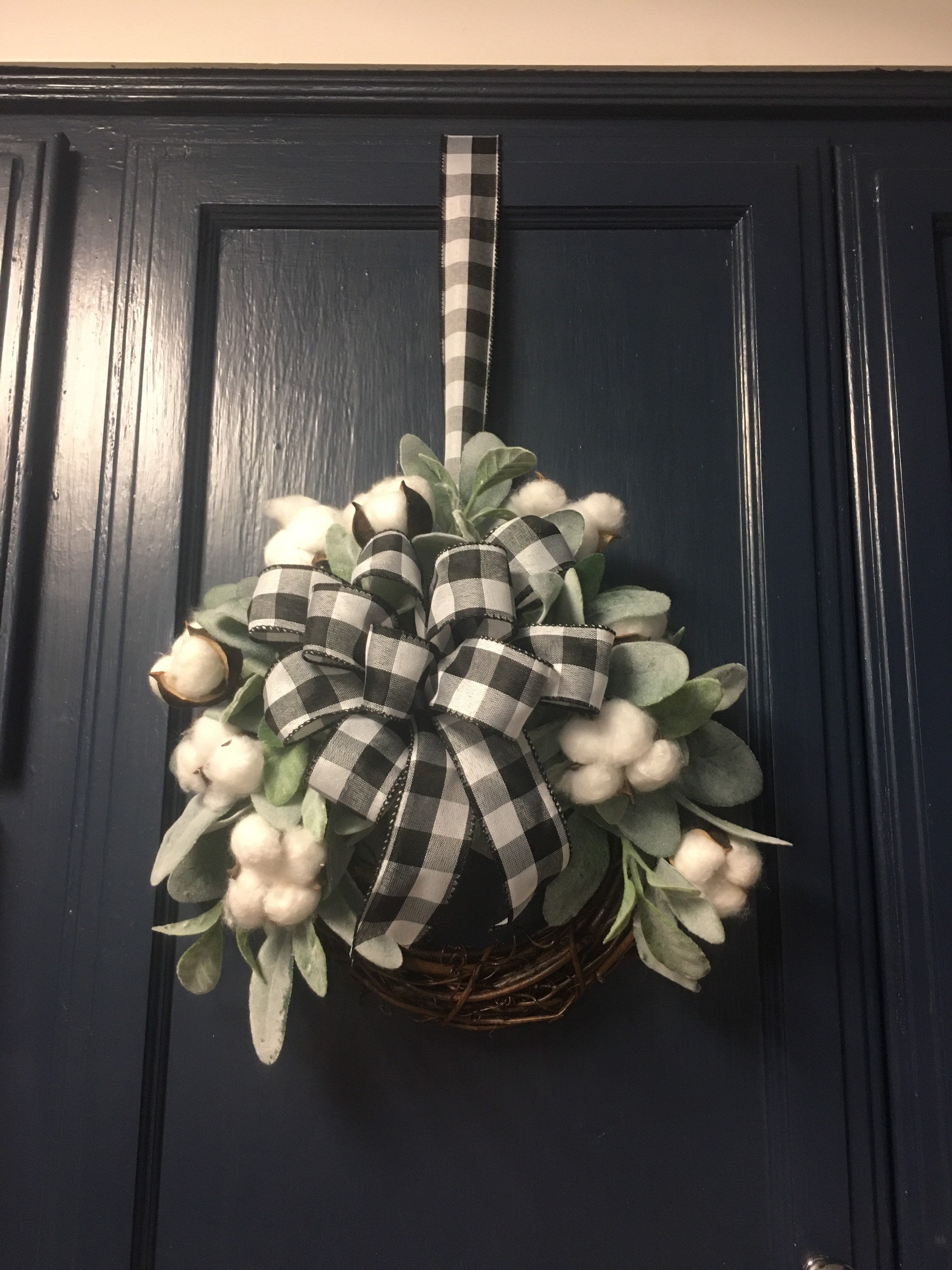 21 Winter Wreath Ideas Beyond Christmas 14 Lambs Ear & Cotton Boll Wreath: Farmhouse Kitchen Cabinet Decor