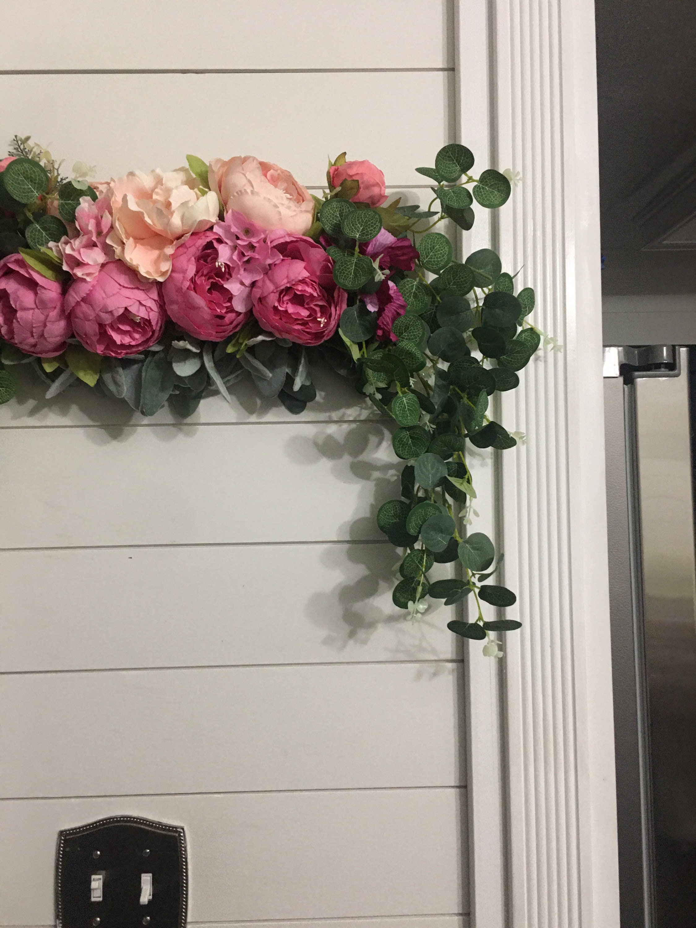 Flower swag for wall floral swag for wedding arch pink Etsy