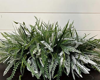 Christmas centerpiece garland with button fern, Winter table arrangement, mantle decor, gingerbread holiday centerpiece