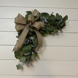 Farmhouse corner Swag, Small greenery garland, corner wall hanging, gallery wall corner greenery