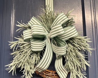 Rosemary Mini Wreath: Farmhouse Greenery with Bow