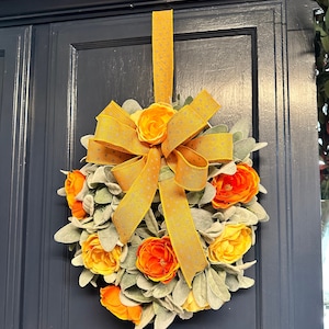 Fall mini wreath, Autumn Lambs ear small wreath, Thanksgiving decor for cabinets, everyday wall hanging arrangement, candle ring for table