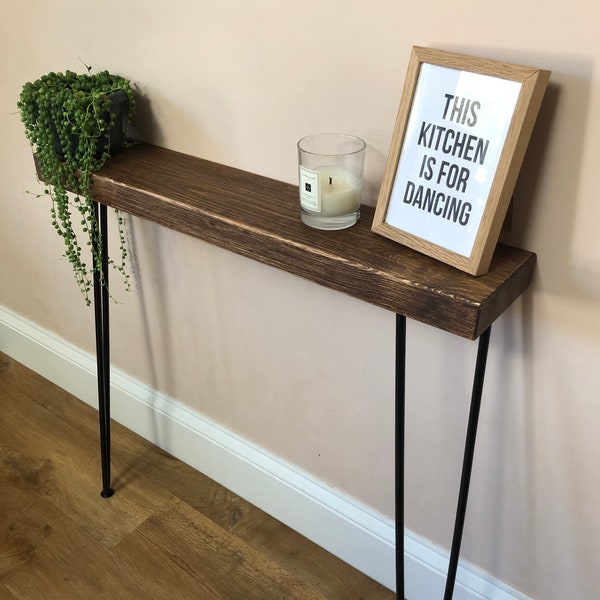 Rustic Wooden Console Table - RADIATOR Table with Hairpin Legs - Landing, Hallway, Small Space - FREE DELIVERY