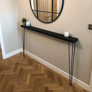 Console Table - Radiator Table with Black Hand Painted Top and Hairpin Legs  - High Quality