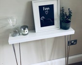 CHROME Legs - Narrow Slim Console Table with Hairpin Legs - Landing, Hallway, Small Space - White gloss Chrome Legs