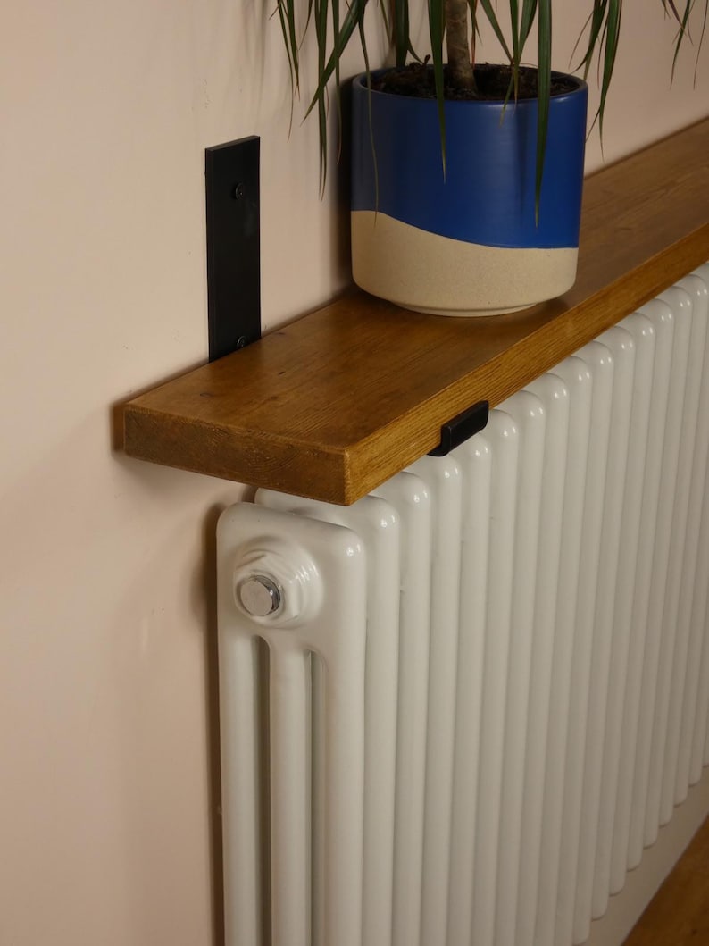 Wooden Radiator Shelf / Industrial Bracket Over Radiator Shelf - Etsy UK