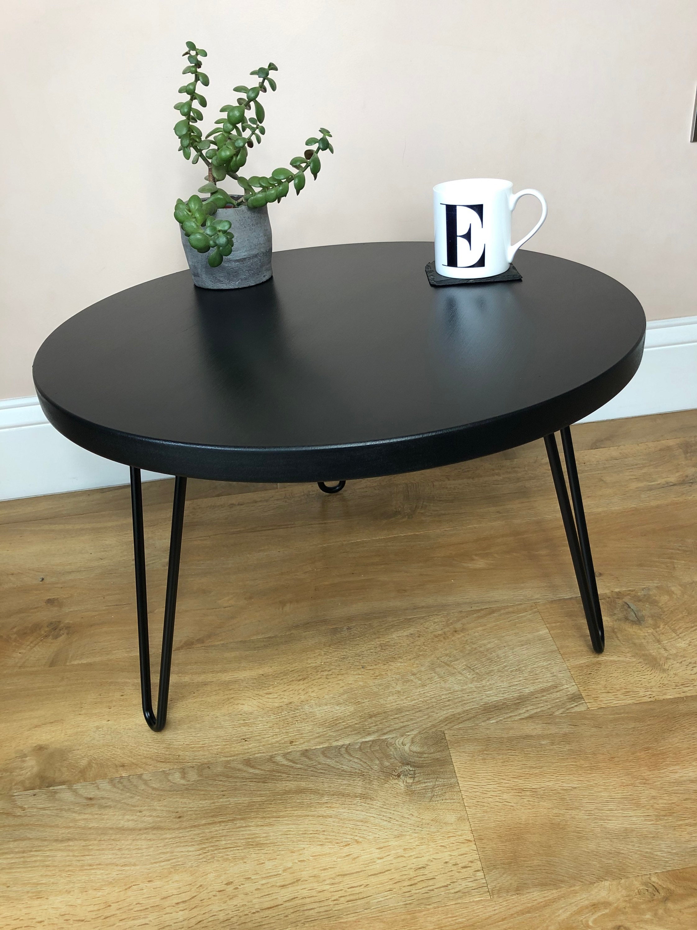 Round Coffee Table in Black With Hairpin Legs FREE DELIVERY Etsy UK