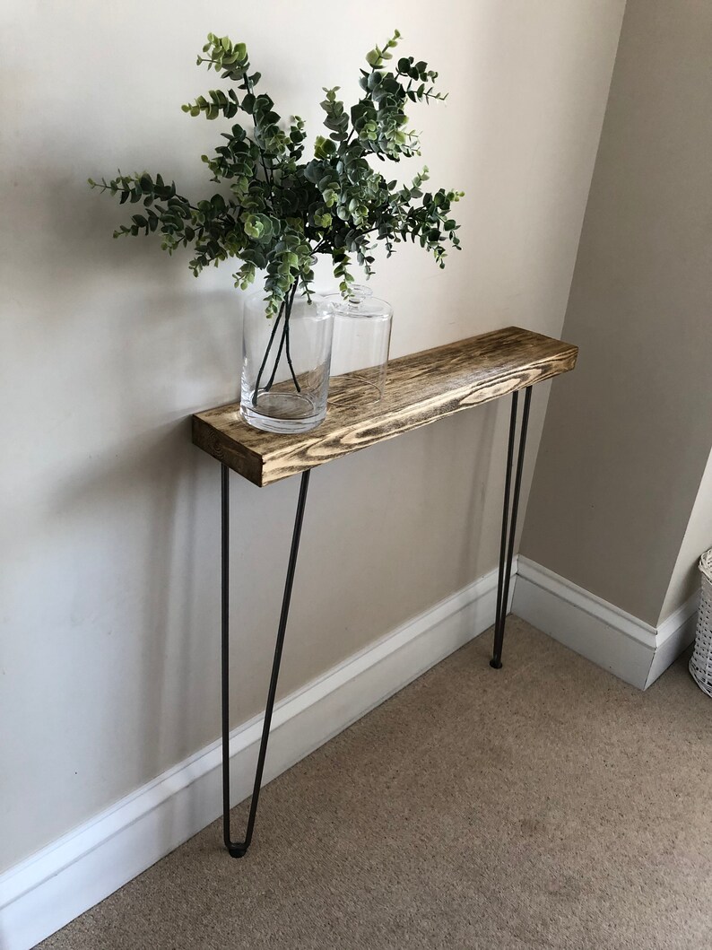Rustic Wooden Console Table RADIATOR Table With Hairpin Legs Etsy