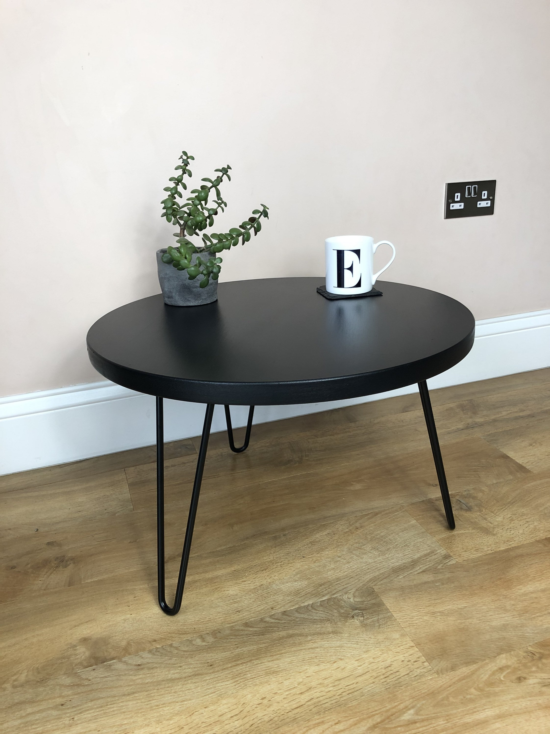 Round Coffee Table in Black With Hairpin Legs FREE DELIVERY Etsy UK