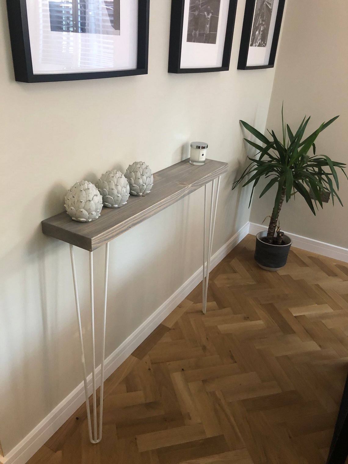 Washed Grey Console Table RADIATOR Deep 19CM Top Salon Etsy UK