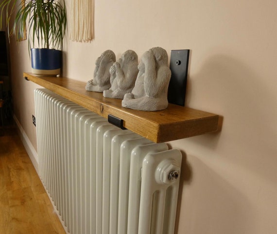 Wooden Radiator Shelf Industrial Bracket Over Radiator Shelf