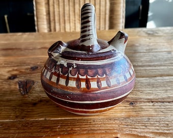 Cruche en poterie mexicaine Tonala : gourde peinte à la main