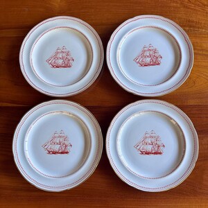 Vintage Copeland Spode Trade Winds Ship George of Salem Salad Plates, Set of 4