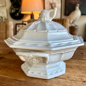 Red Cliff Ironstone Tureen with Lid, Grape Pattern Vegetable Tureen