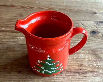 Waechtersbach 5 1/2” Pitcher, Red Pitcher with Christmas Tree, Made in Germany