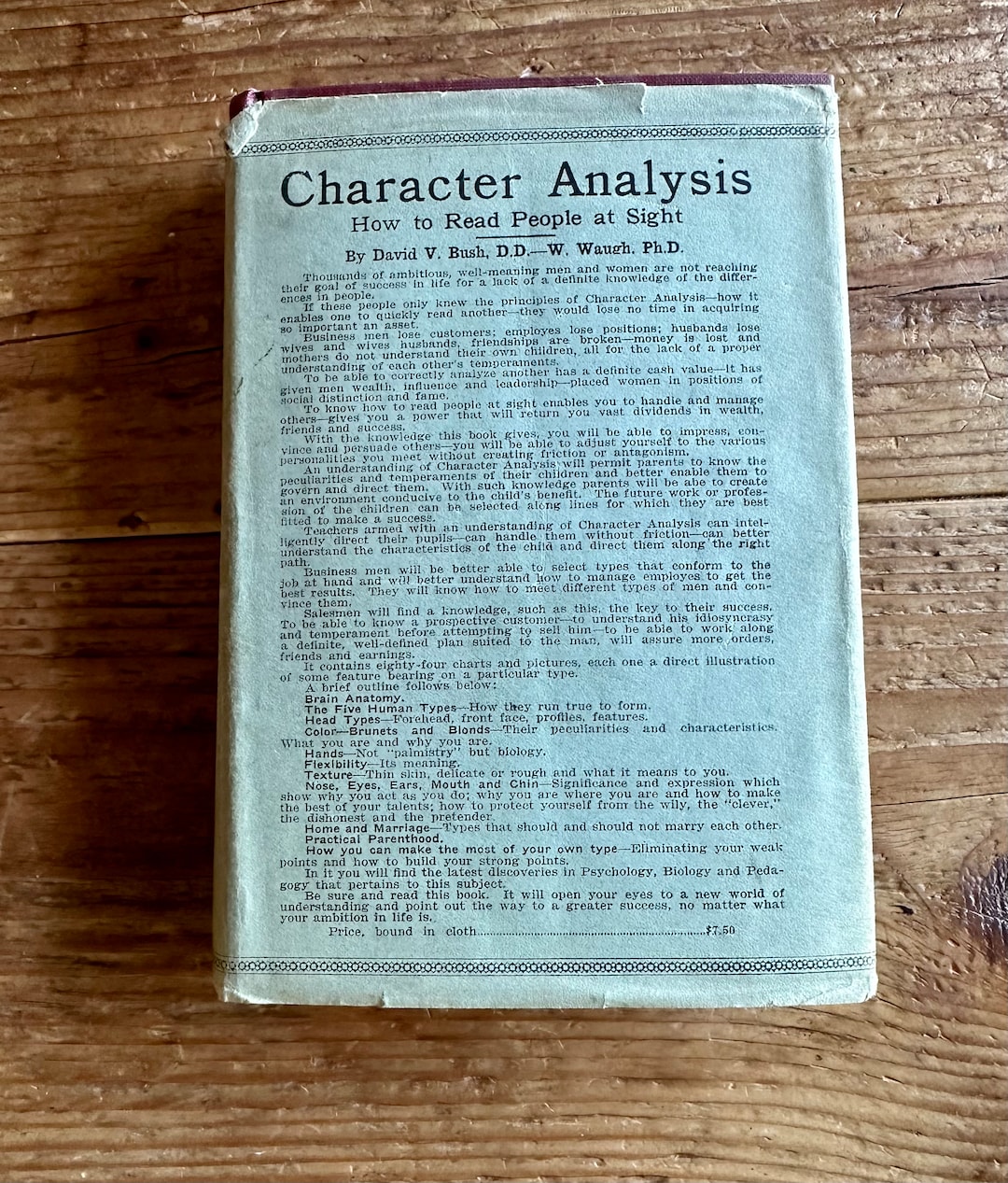 Character Analysis Book: 1923 First Edition, Reading People at Sight - Etsy