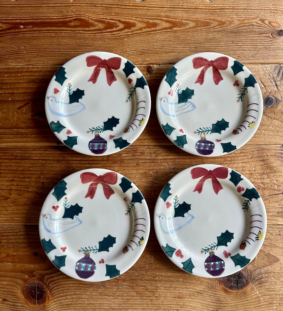 Vintage Ceramic Hartstone Christmas Traditions 8 Plates, Christmas