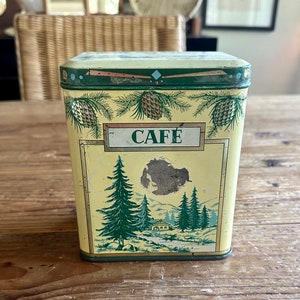 Vintage tin box french candy Sucre des Vosges Advertising France 1960s  green