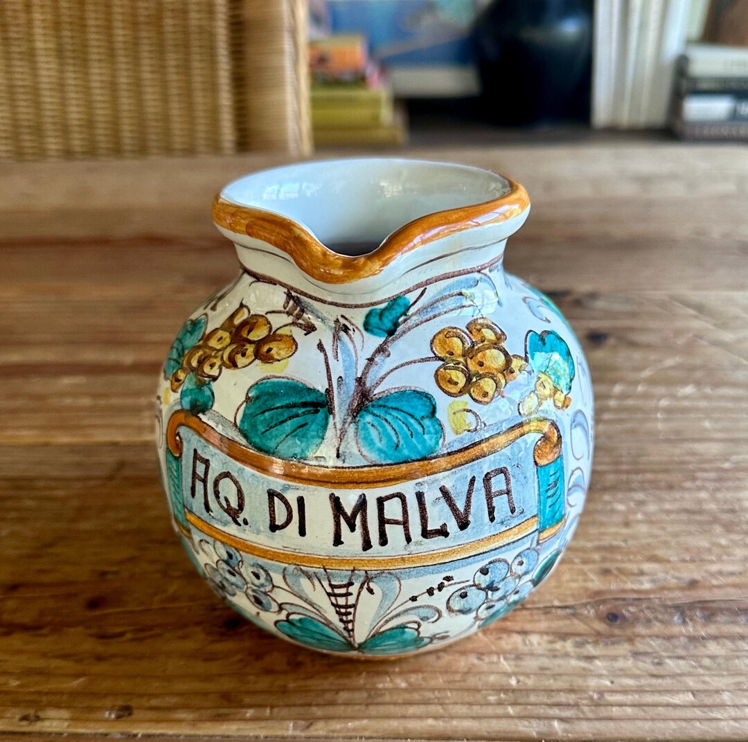 Ceramic Italian Water Jug “AQ Di Malva”, Hand Painted Italy - Etsy