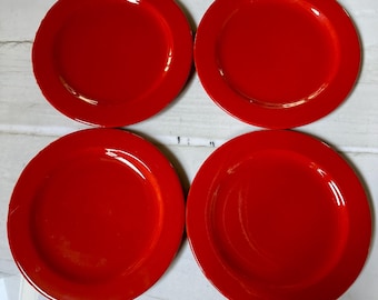 Waechtersbach Germany 11.5” Red Plates, Made in Spain, Set of 4
