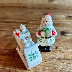 Lenox Holiday Santa and Sleigh Salt and Pepper Shakers