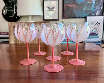Dorothy Thorpe DTC19 Lotus Petal Goblets Set of 6 Stem Mid Century Barware