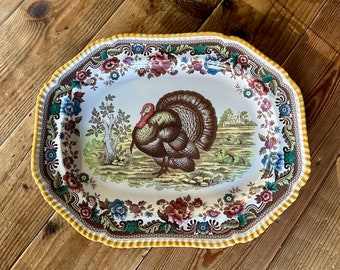 Vintage Large Ceramic Turkey Platter / Made in Japan / Holiday