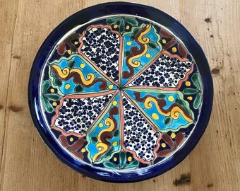 Handcrafted Talavera Pottery Plate: 11" Majolica Style Decor
