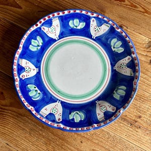 Vintage Italian Pottery Plate: Handpainted Chicken Bird Motif, 13”