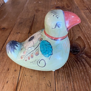 Vintage Mexican Tonala Ceramic Pottery Folk Art Handpainted Bird