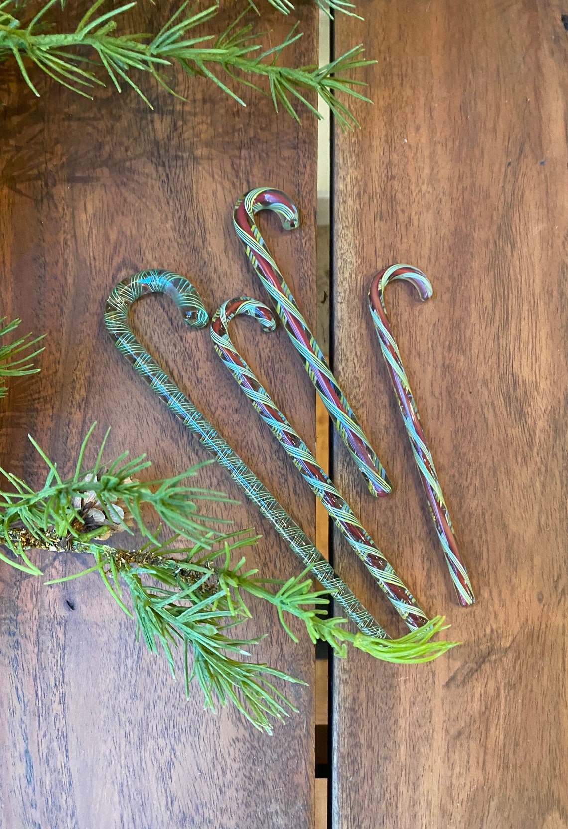 Hand Blown Glass Candy Canes Glass Candy Cane Ornaments Set Etsy