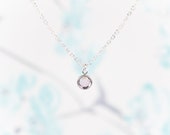 June Birthstone Necklace Light Amethyst Pendant Glass Crystal Birthday Gift for Her Birth Month Lilac Dainty Jewelry