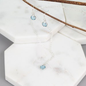 March Birthstone Jewellery Set Necklace Earrings 2 Piece Set April Birthday Gift for Mum