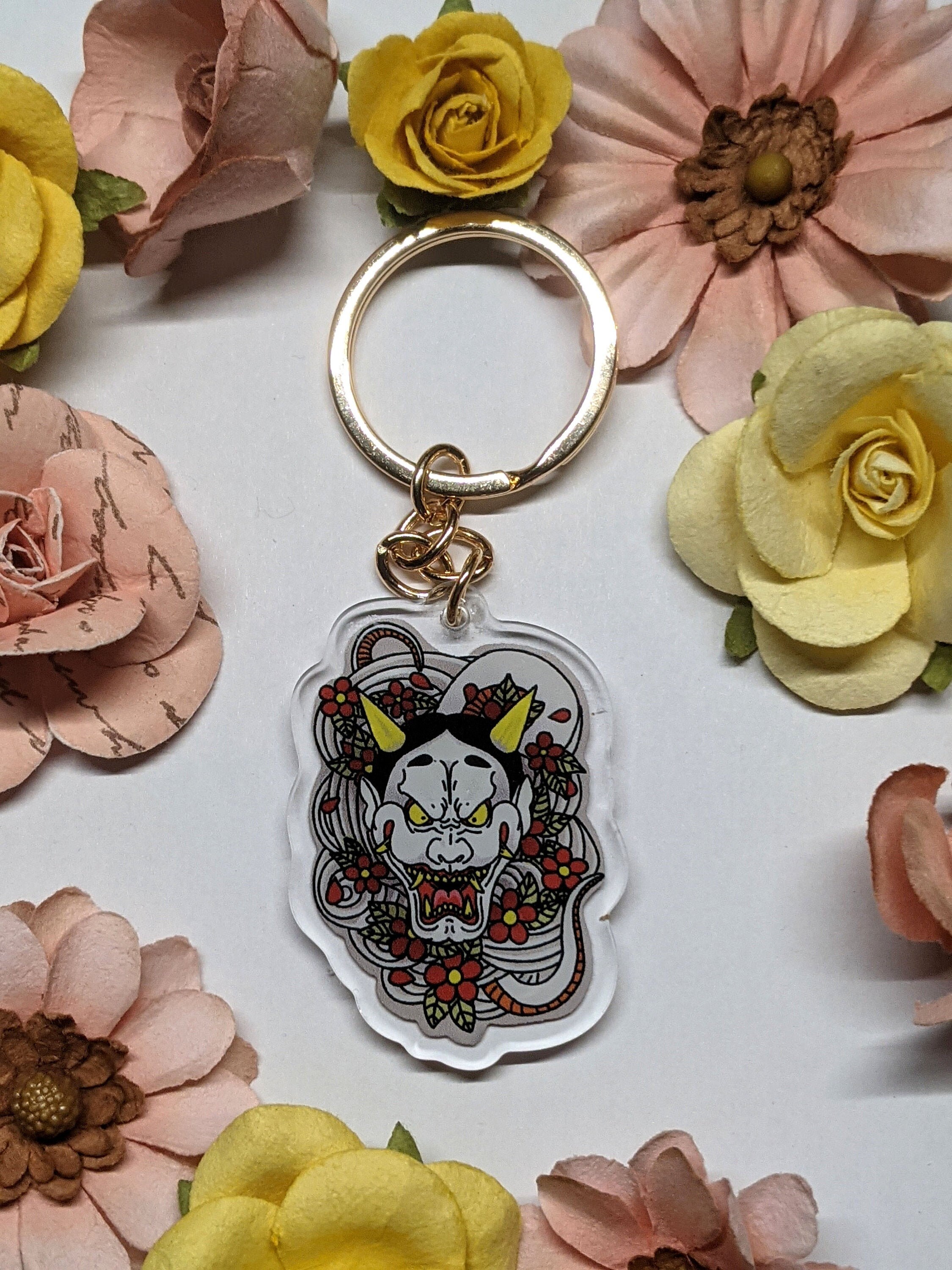 Yakuza Hanya Mask Double Sided Keychain Etsy