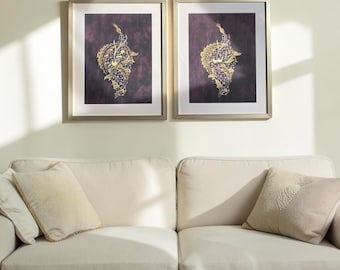 Love of God & Love of Prophet | Set of 2 Framed Limited Edition Giclée Fine Art Prints | Islamic Tezhip Calligraphy Artwork