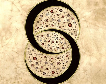 Twin Stars (Traditional Islamic art, Turkish/Persian art, illumination, tazhib)