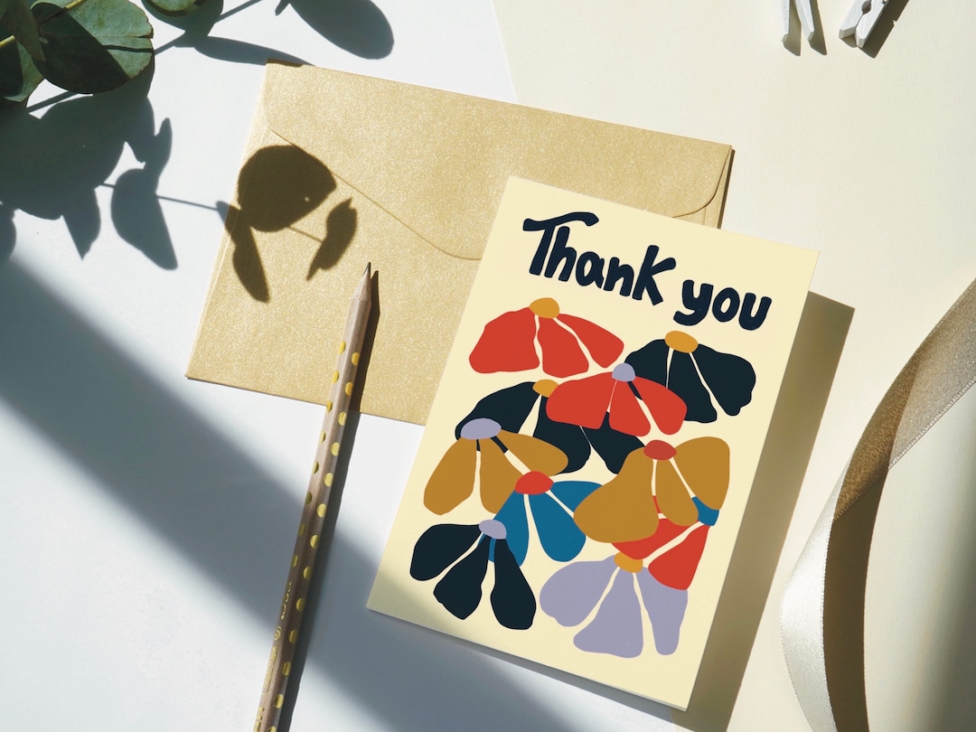 Flower Thank You Card Artist Designed Greeting Cards Flowers - Etsy