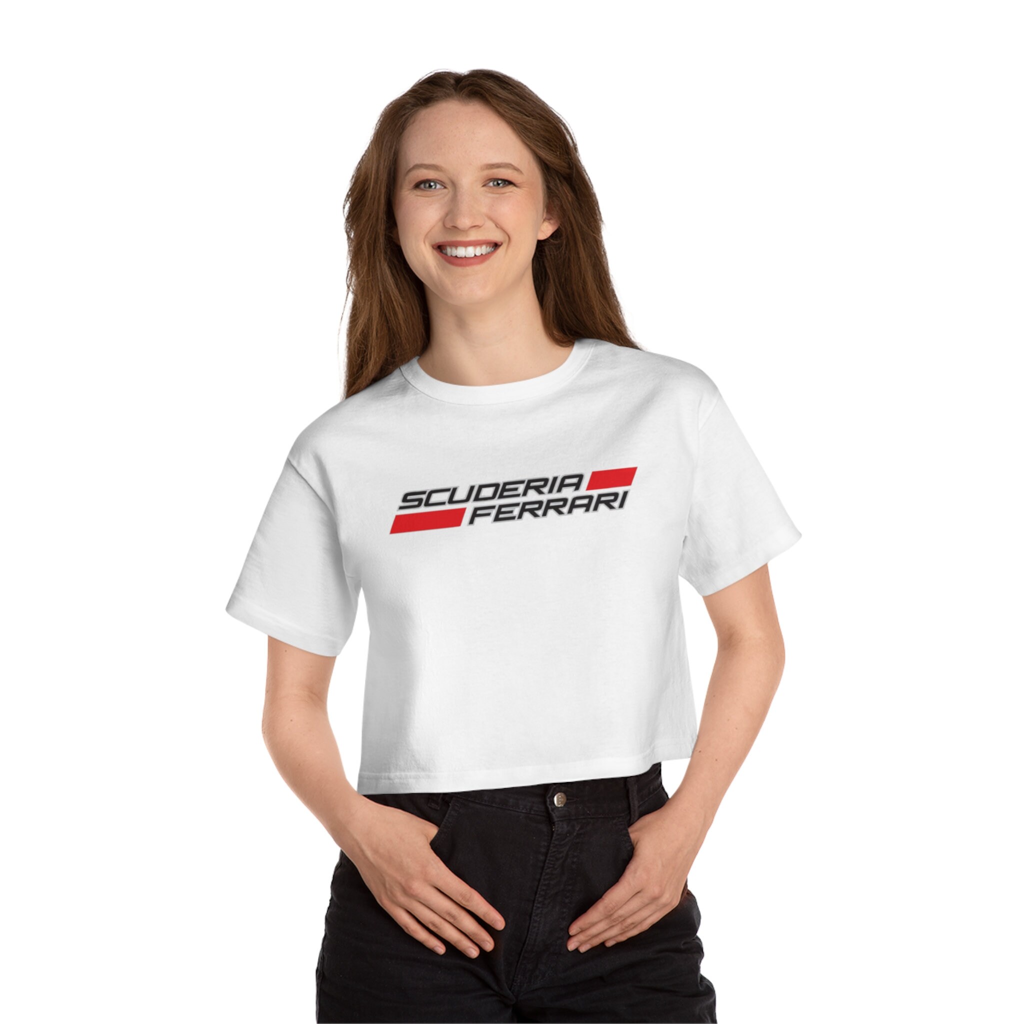 Women's Champion Cropped Ferrari Shirt, Tee, F1, Formula 1, Gift