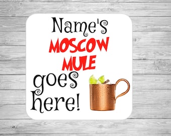 Moscow Mule Personalised Coaster Secret Santa Personalized Gift Cocktail Mat Home Bar Gift Idea Cocktail Gift For Mum Wedding Favour