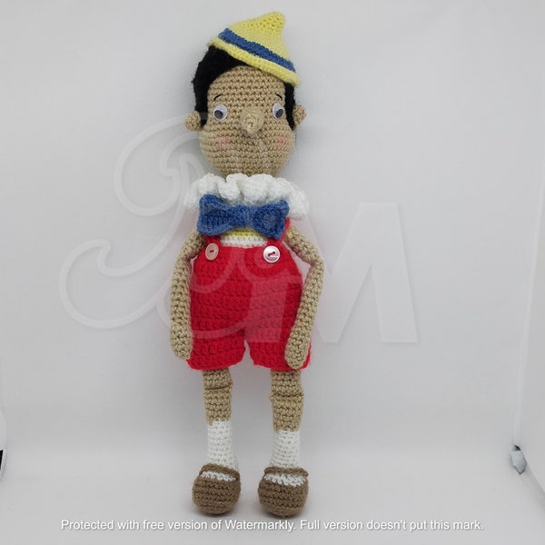 Pinocchio poupée artisanale au crochet