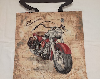 Sac cabas Tote Bag Vintage Motos Harley Classic Route US 66 American Bikers