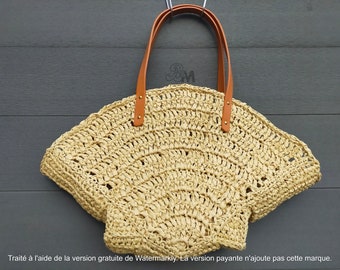 Sac coquillage doublé et sac raphia  au crochet fait main