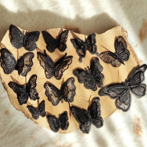 Black Butterfly Lace Appliqué: Double Layered Sew on Organza Patch