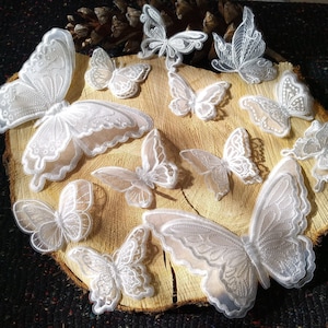 1 pz Applique in organza con pizzo a farfalla bianca - Toppa con motivo ricamato a doppio strato da cucire - Abito da sposa fai da te