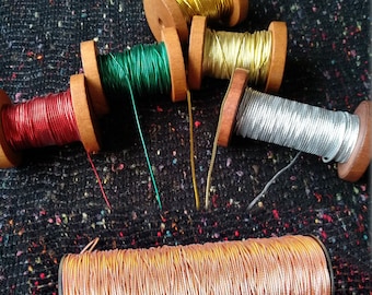 5m Stretchy Elastic Metallic String- 1mm or 1.5mm width Lurex Cord- Rose Gold, Silver, Gold, Red, Green- DIY Crafts Baking Sewing